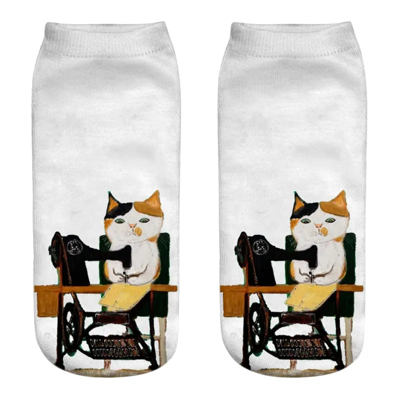 Low-Ankle Cat Socks