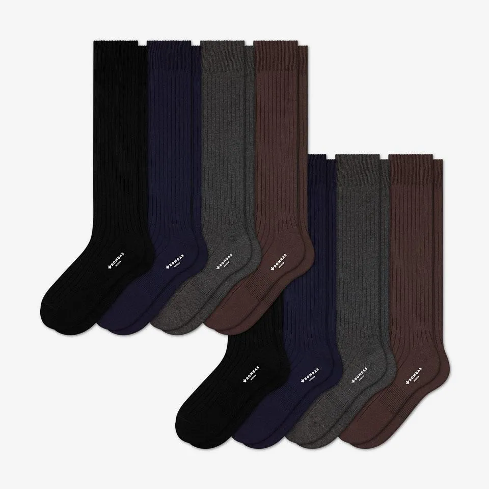 Men's Ribbed Dress Over the Calf Sock 8-Pack