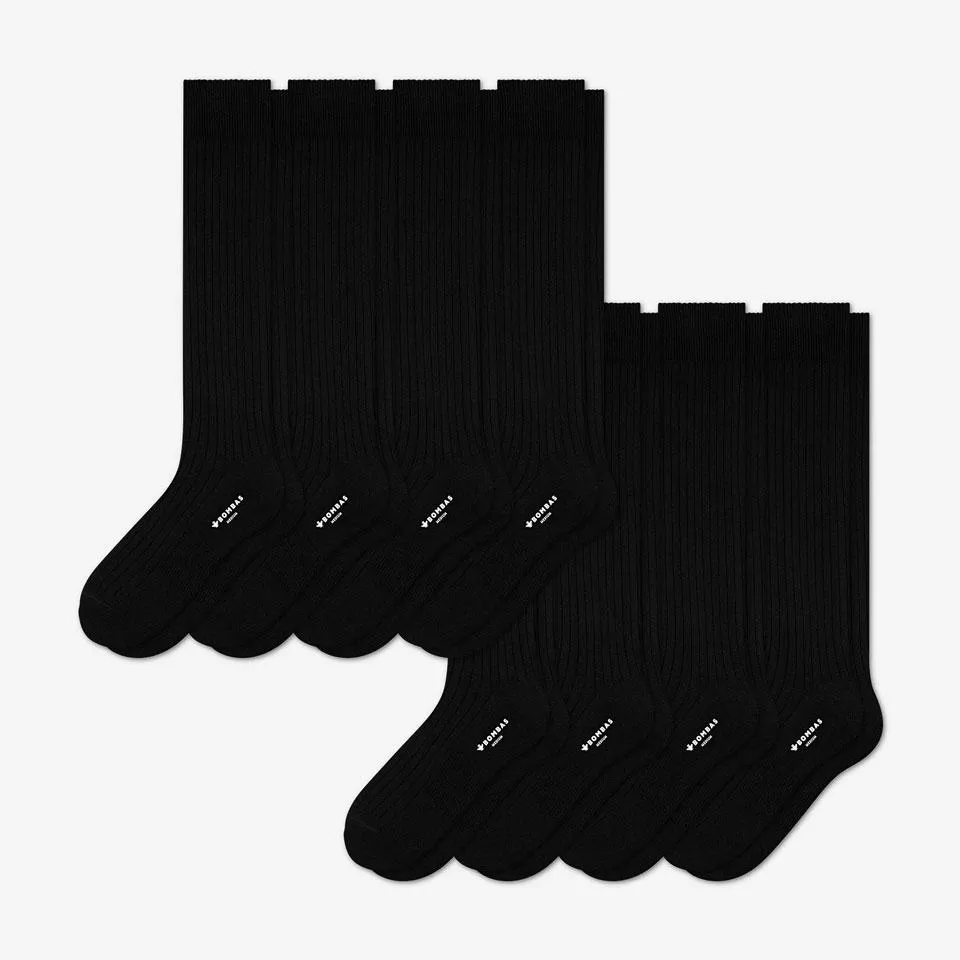 Men's Ribbed Dress Over the Calf Sock 8-Pack