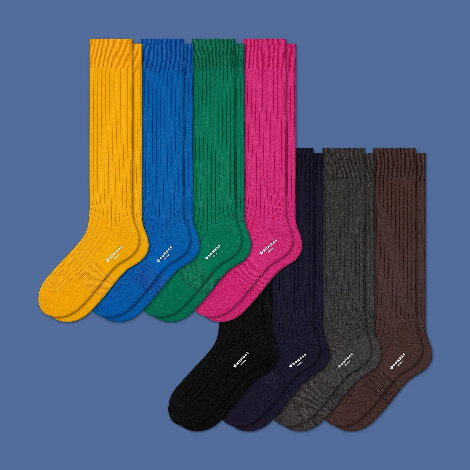 Men's Ribbed Dress Over the Calf Sock 8-Pack