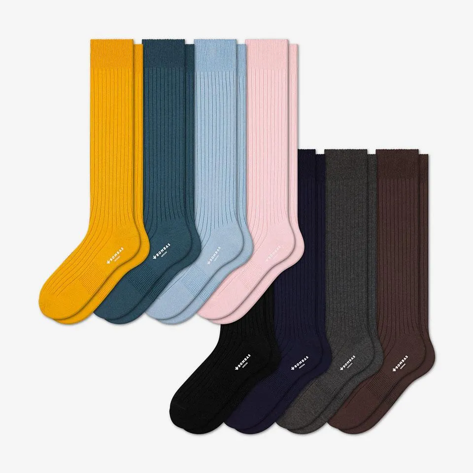 Men's Ribbed Dress Over the Calf Sock 8-Pack