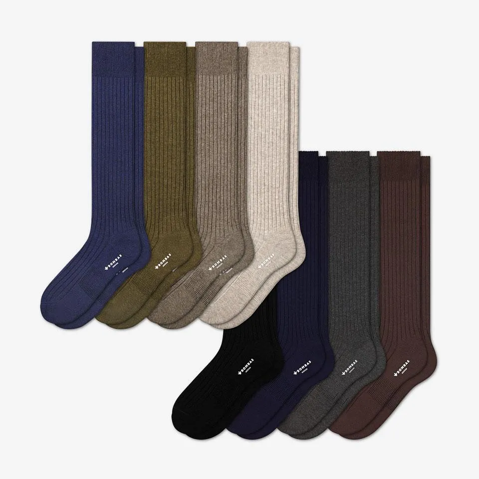 Men's Ribbed Dress Over the Calf Sock 8-Pack