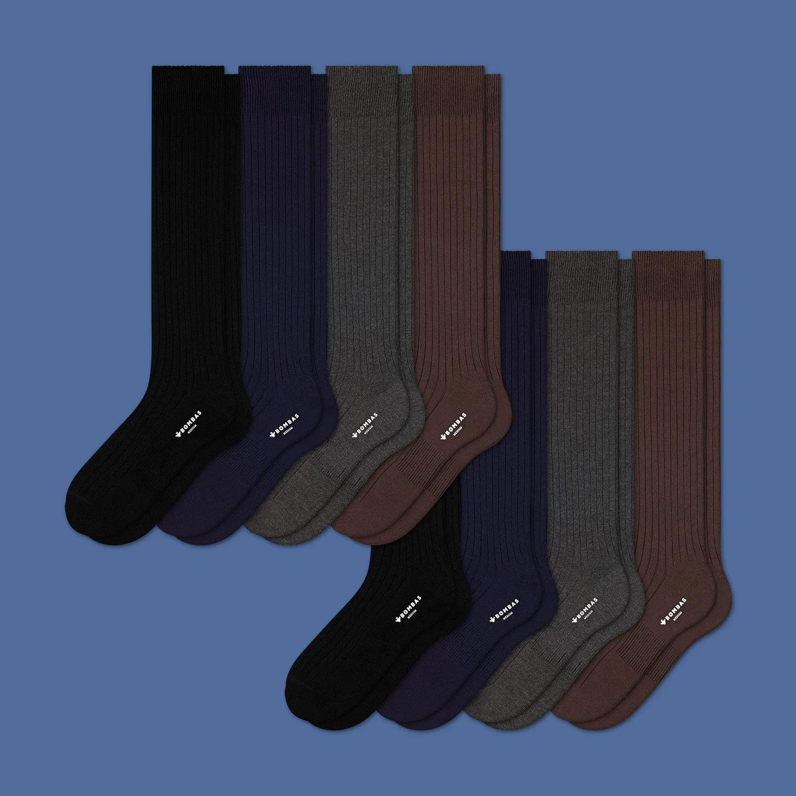 Men's Ribbed Dress Over the Calf Sock 8-Pack