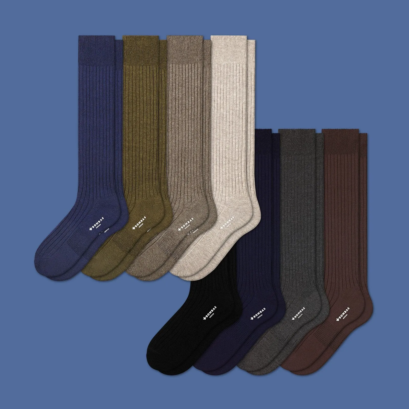 Men's Ribbed Dress Over the Calf Sock 8-Pack