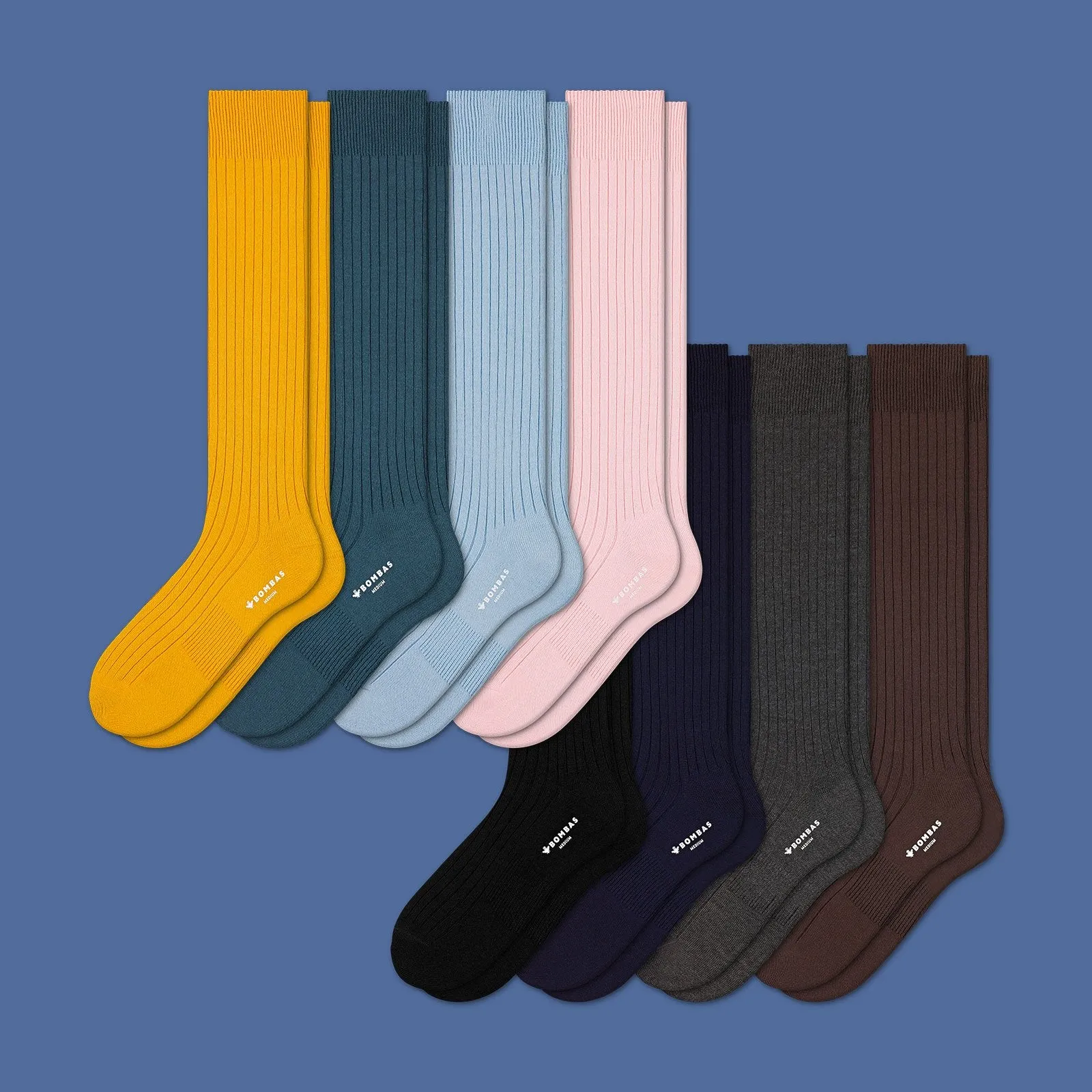 Men's Ribbed Dress Over the Calf Sock 8-Pack