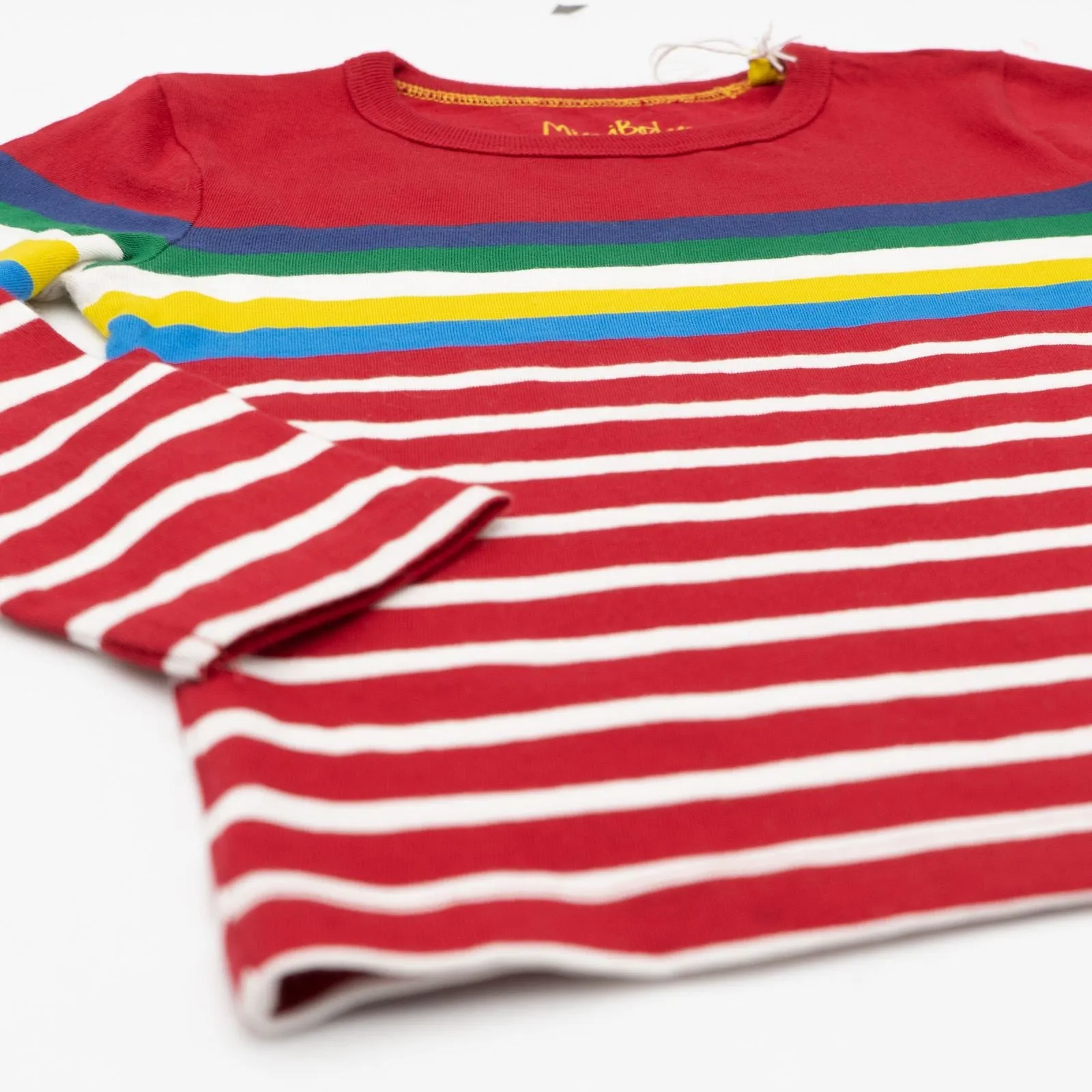 Mini Boden Boys Red Stripe T-Shirt Long Sleeve Tops