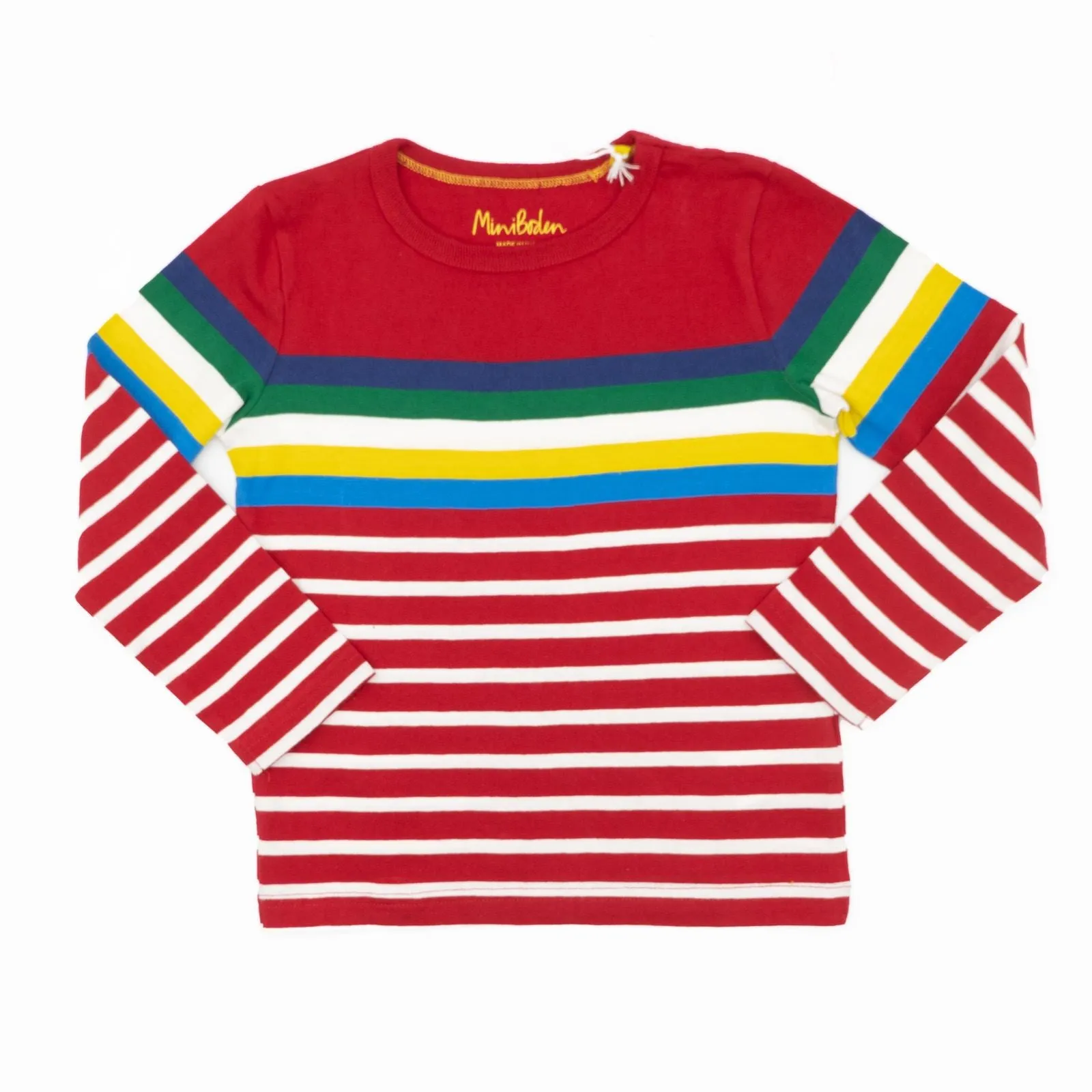 Mini Boden Boys Red Stripe T-Shirt Long Sleeve Tops