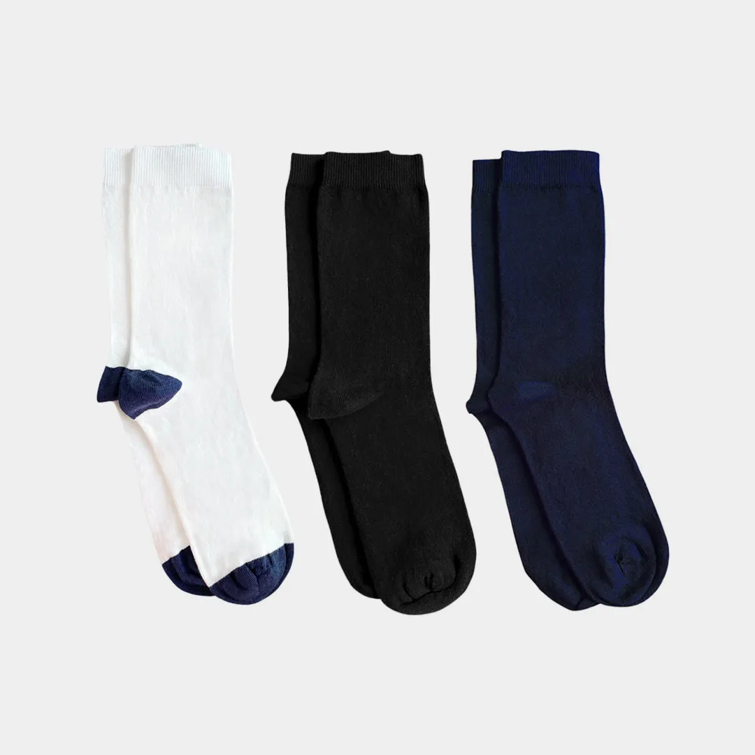 Mixed Patterns Adult Trouser Socks (3-pack) - 98% Organic Cotton