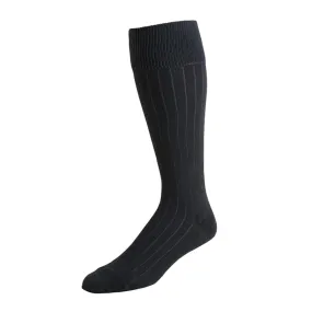 Oliver - Ribbed Organic Cotton Over Calf Socks - Asphalt