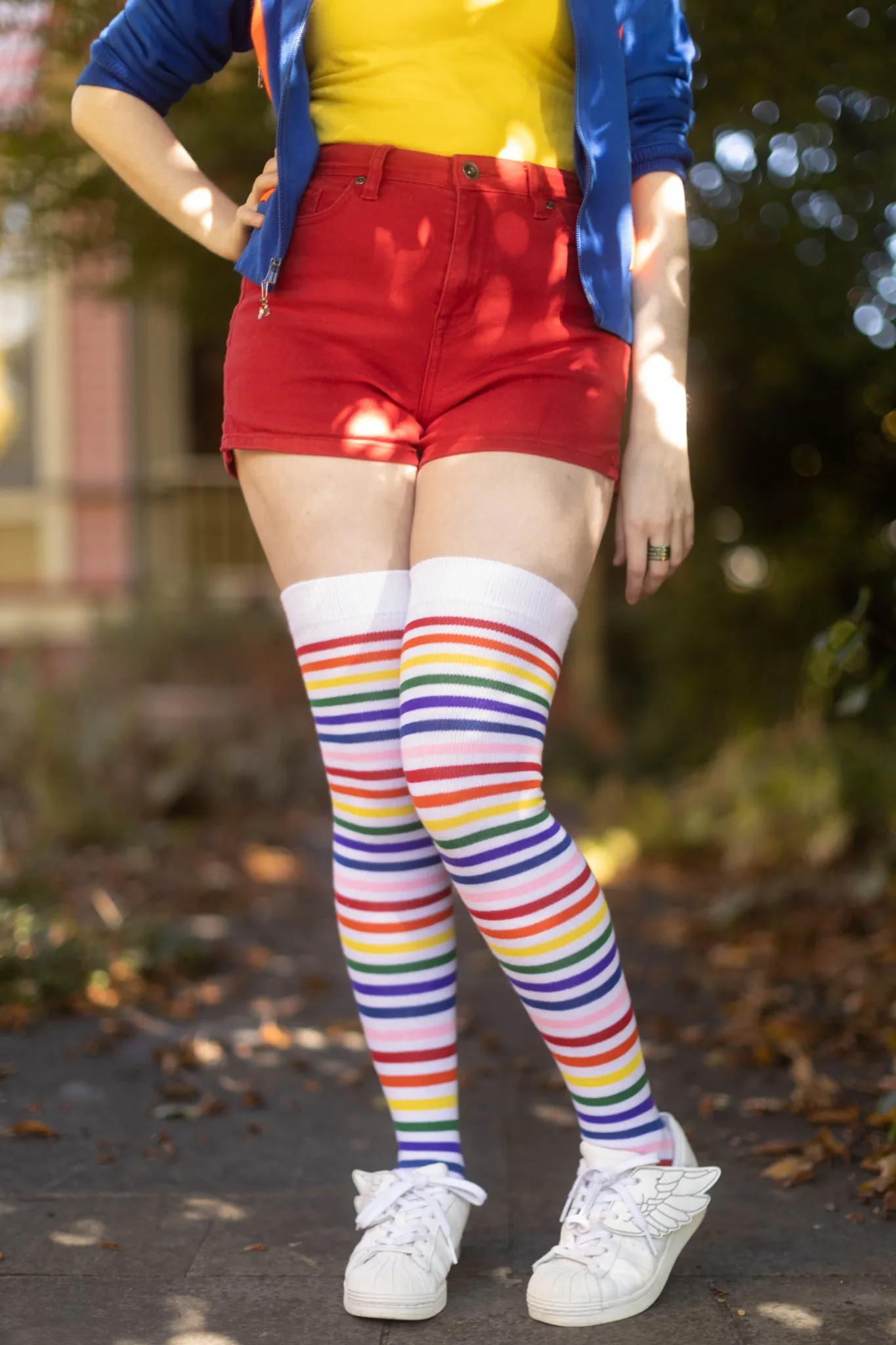 Oops! Rainbow Brights Thigh High Socks