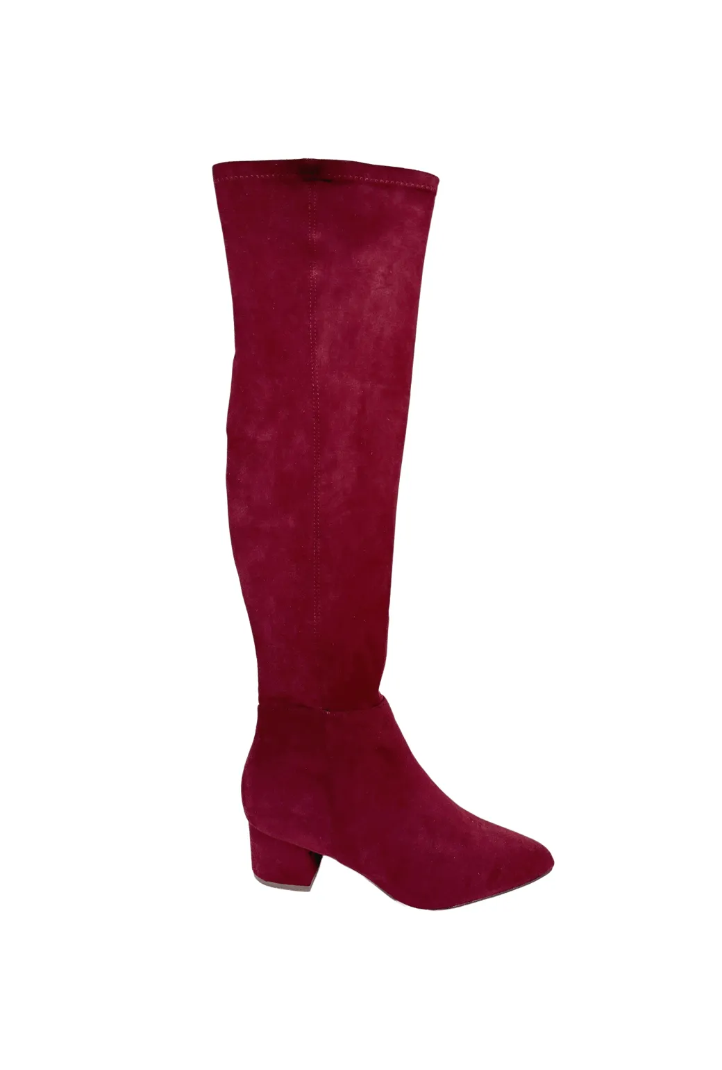 Over the Knee Faux Suede Boot - Cranberry