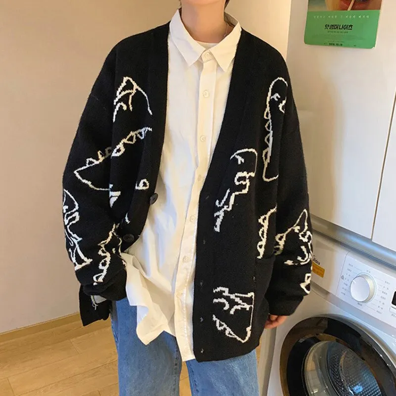 Oversized Knitted Cartoon Cardigan