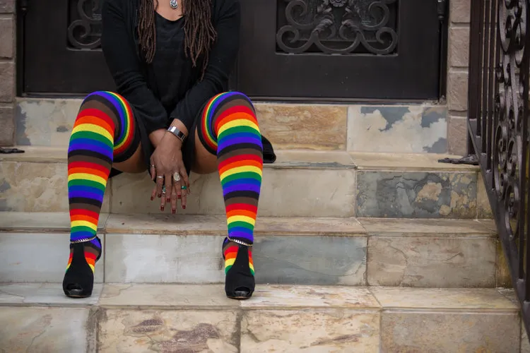 Philly Rainbow Thigh High Socks