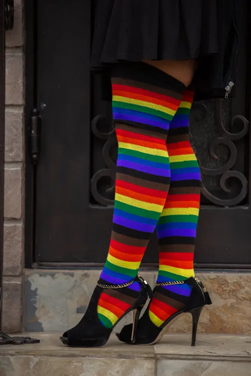 Philly Rainbow Thigh High Socks