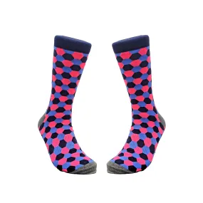 Pink, Blue and Black Hexagon Pattern Socks (Adult Large - Men's Shoe Sizes 8-12)