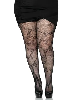 Plus Butterfly Fishnet Tights