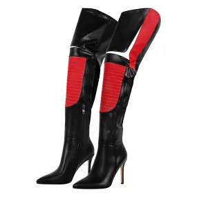 Pointed Toe Color-coordinated Stiletto Over the Knee Boots