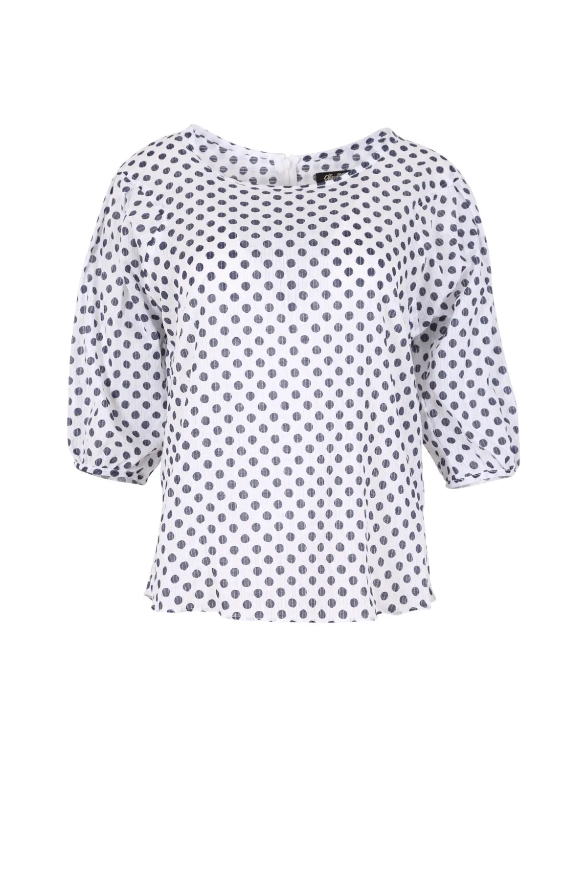 Polka Dot Blouse White in Seersucker