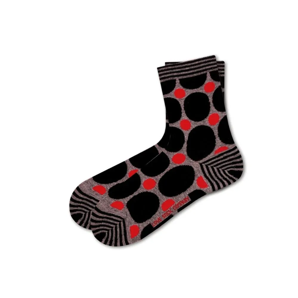 Polka Dots Women Fun Colorful Grey Quarter Crew Socks (W)