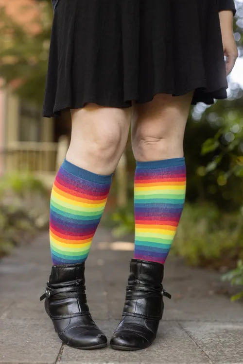 Rainbow Gradient Stripe Knee High