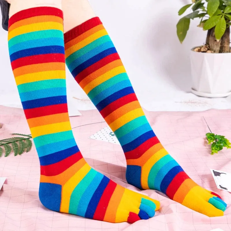 Rainbow Knee High Socks (Toe Socks)