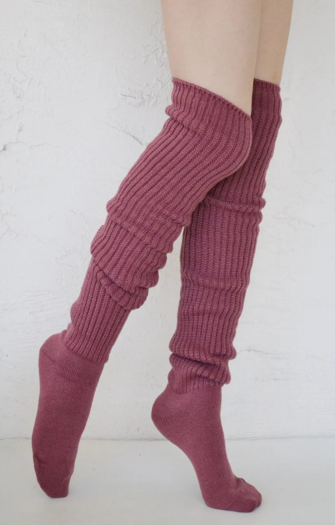 Red Scrunchy Over The Knee Lounge Wool Blend Socks