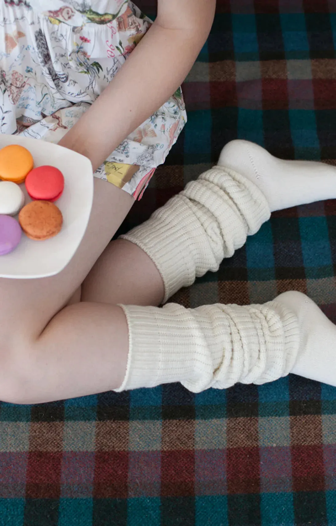 Red Scrunchy Over The Knee Lounge Wool Blend Socks