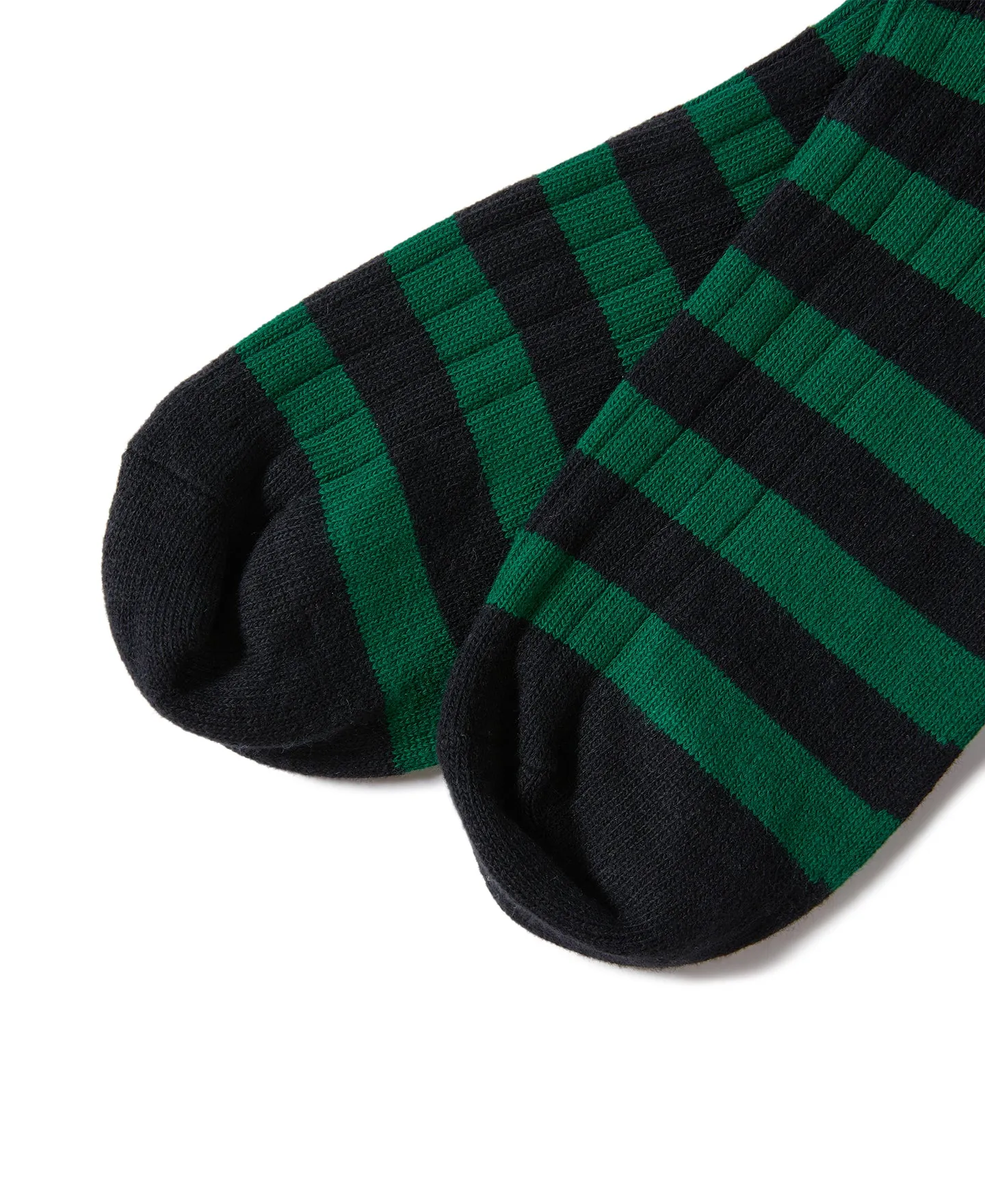 Retro Striped Cotton Socks - Black/Green