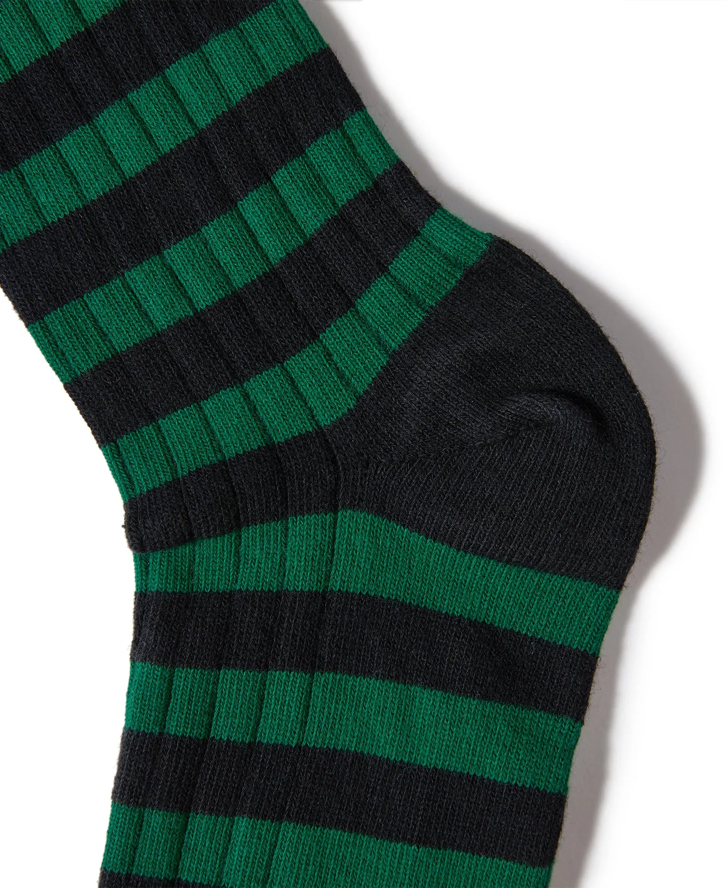 Retro Striped Cotton Socks - Black/Green