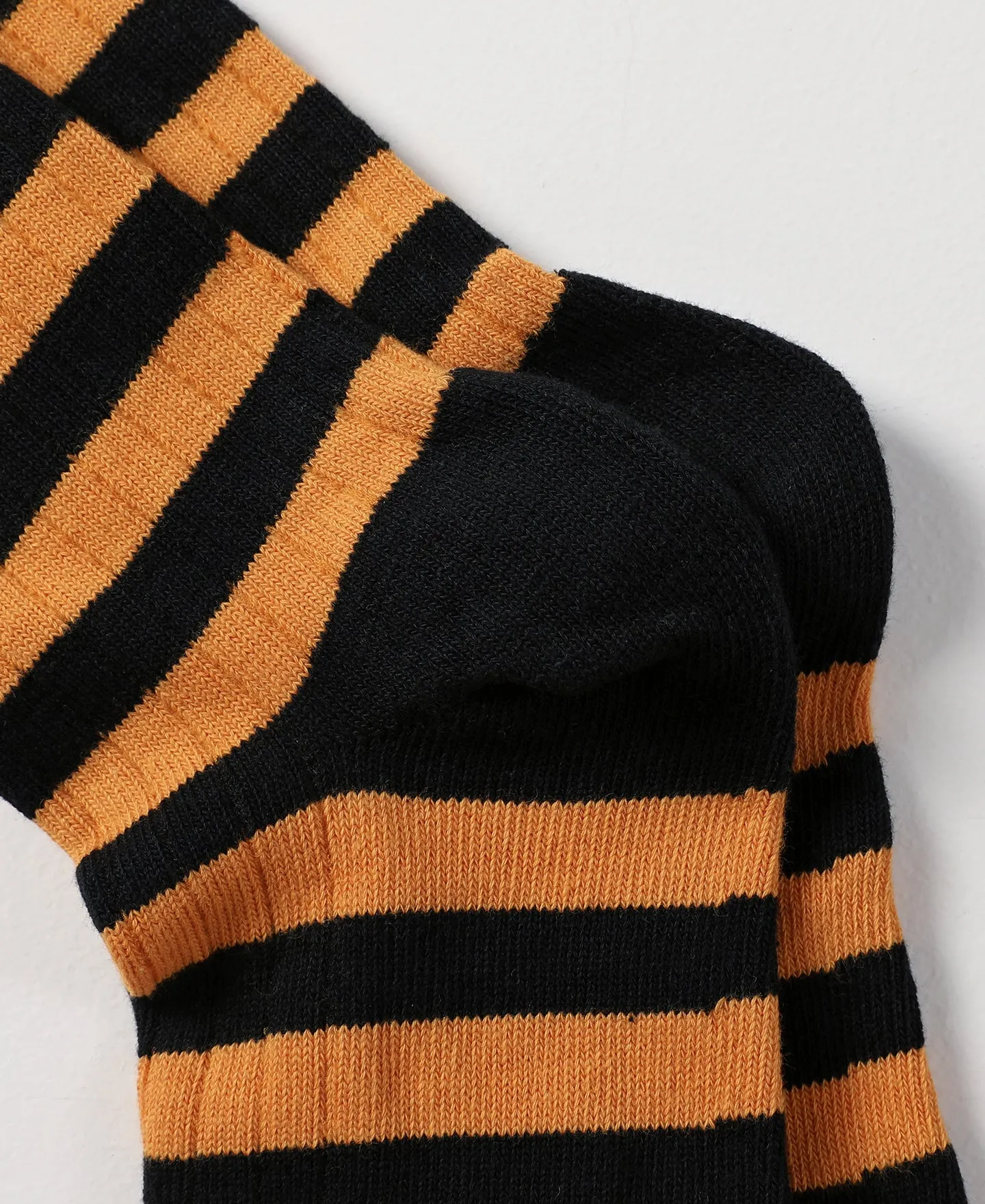 Retro Striped Cotton Socks - Black/Orange