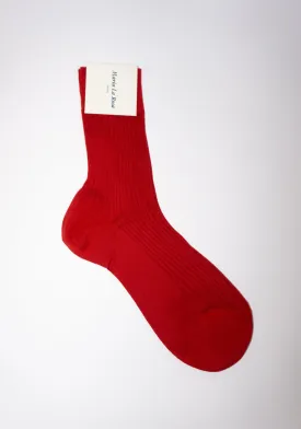 Ribbed Cotton Sock in Red