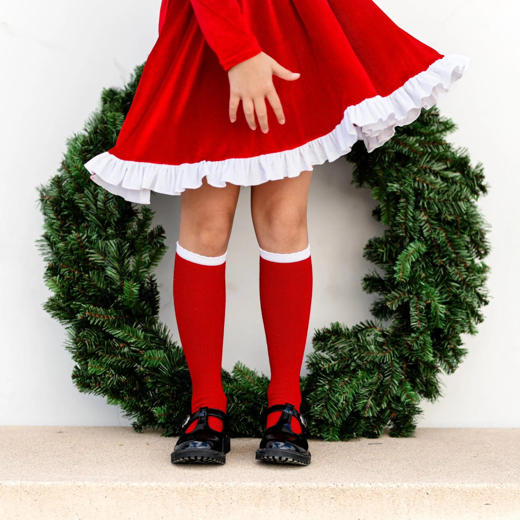 Santa Baby Scalloped Knee High Socks