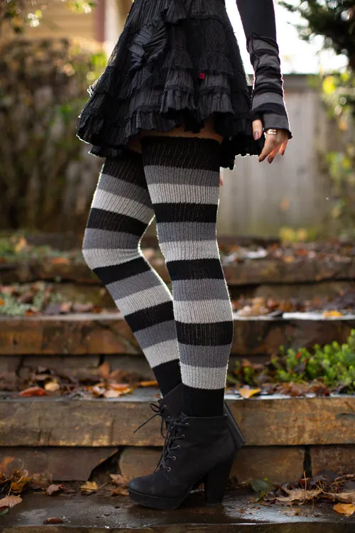 Shadow Stripes Thigh High Socks