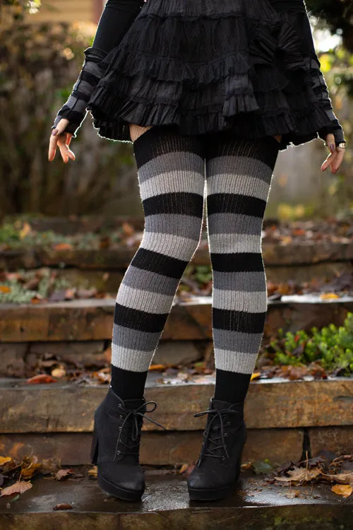 Shadow Stripes Thigh High Socks