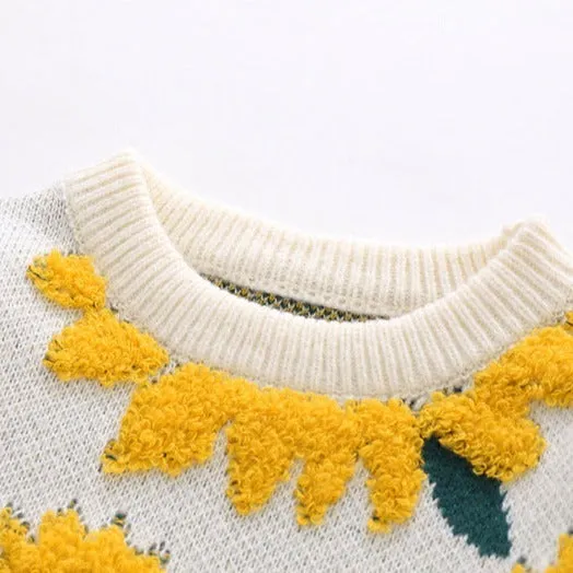 Stylish Sunflower Knitted Pullover