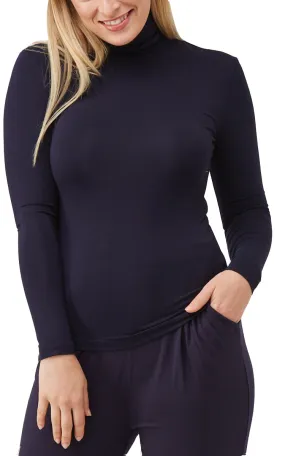 Tani 100% Modal Top with Long Sleeve and Skivvy Neck in Navy 79278