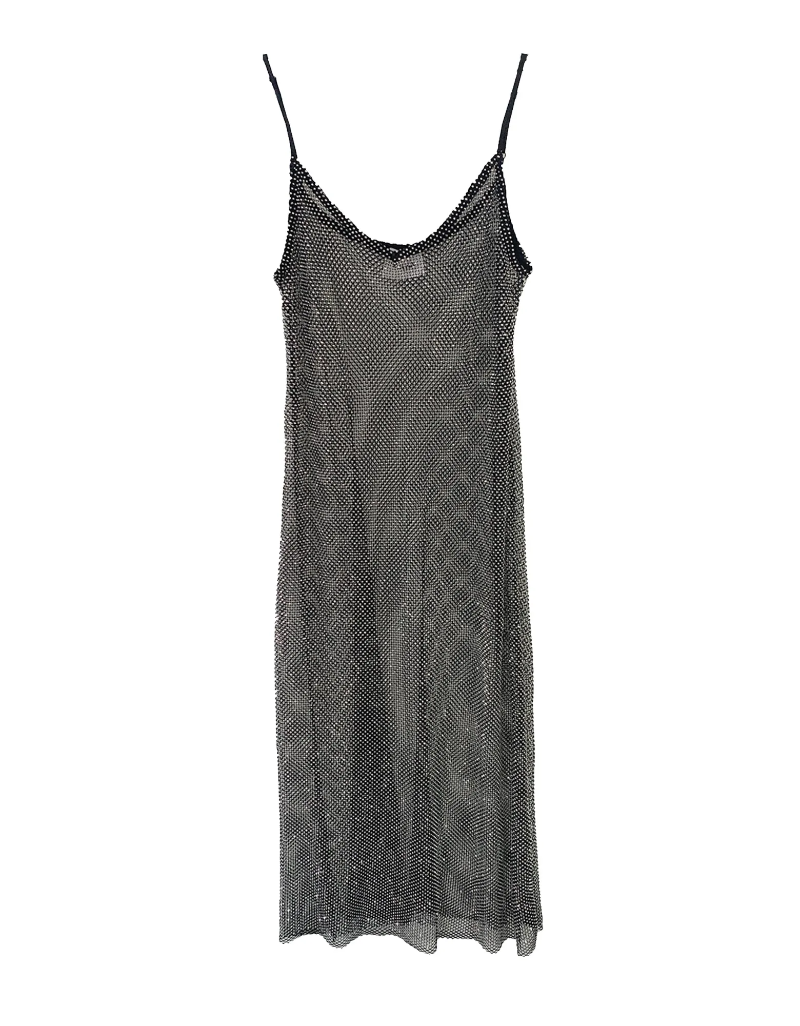 The Crystal Stone Mesh Dress- Hematite