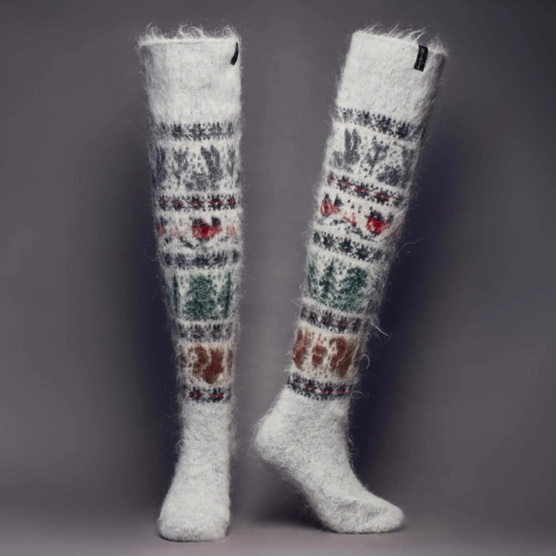 Unisex Forest Friends - Maxi Goat Wool Over-the-Knee Socks