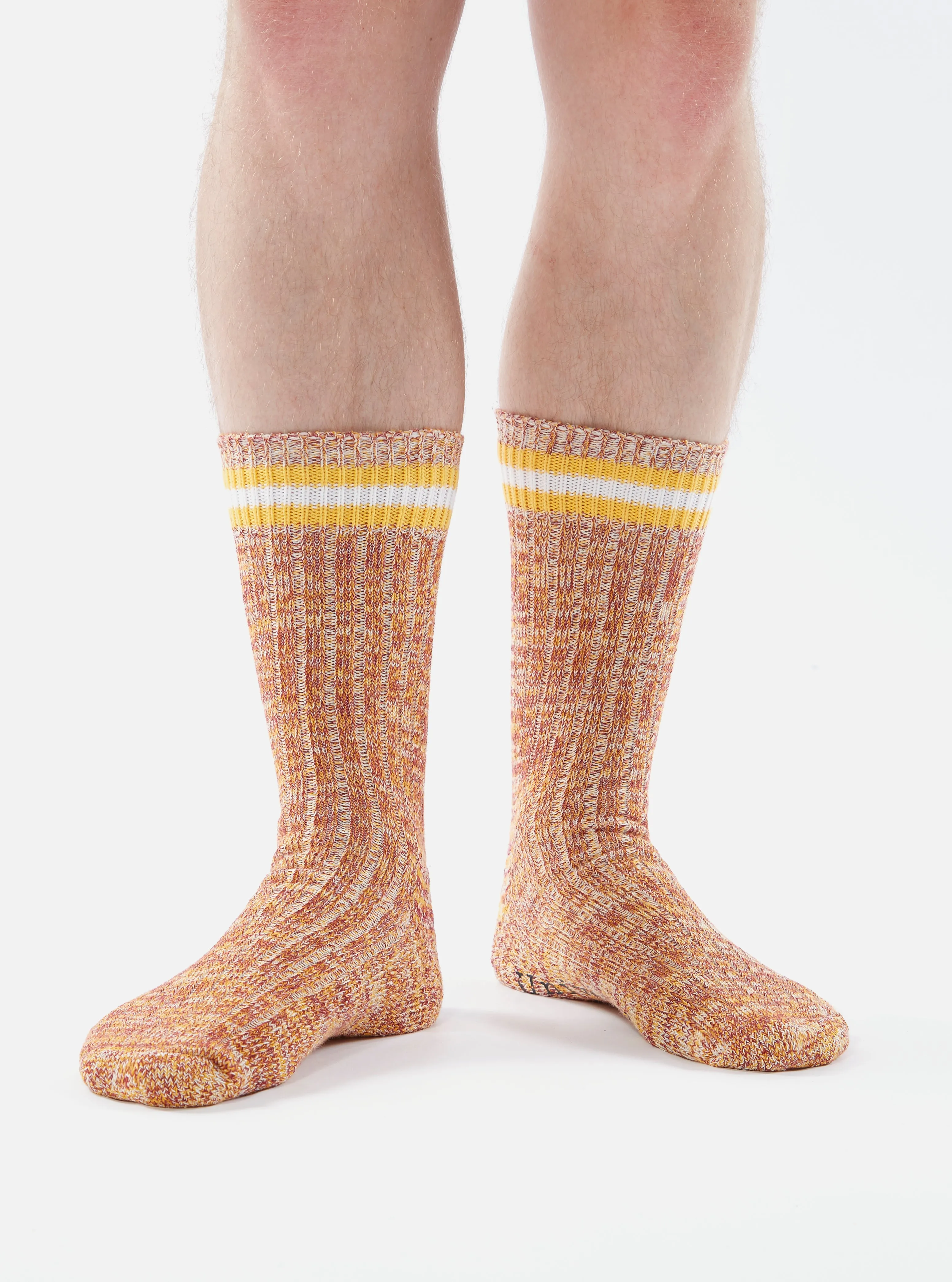 Universal Works Everyday Stripe Sock in Yellow Cotton