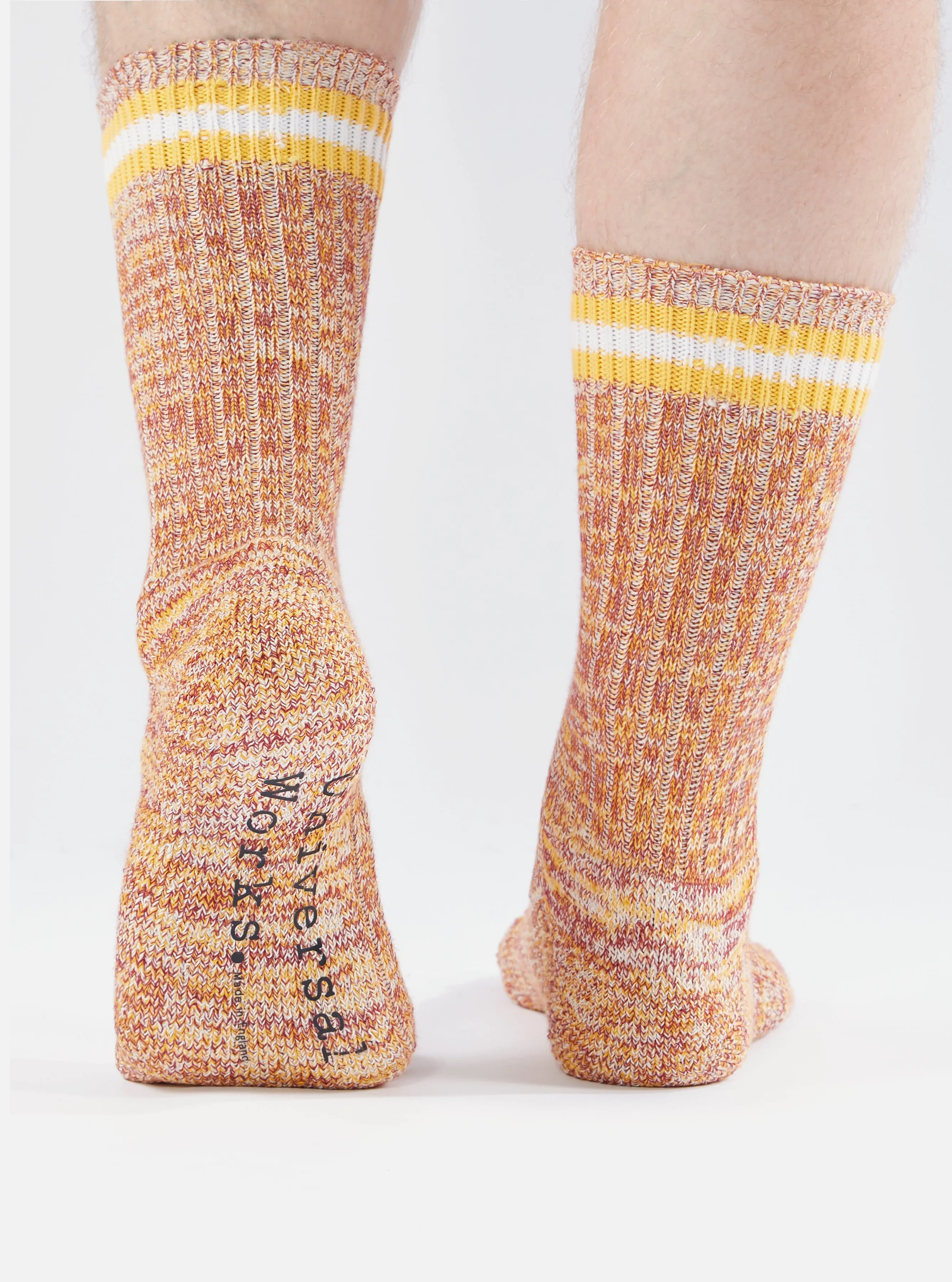 Universal Works Everyday Stripe Sock in Yellow Cotton