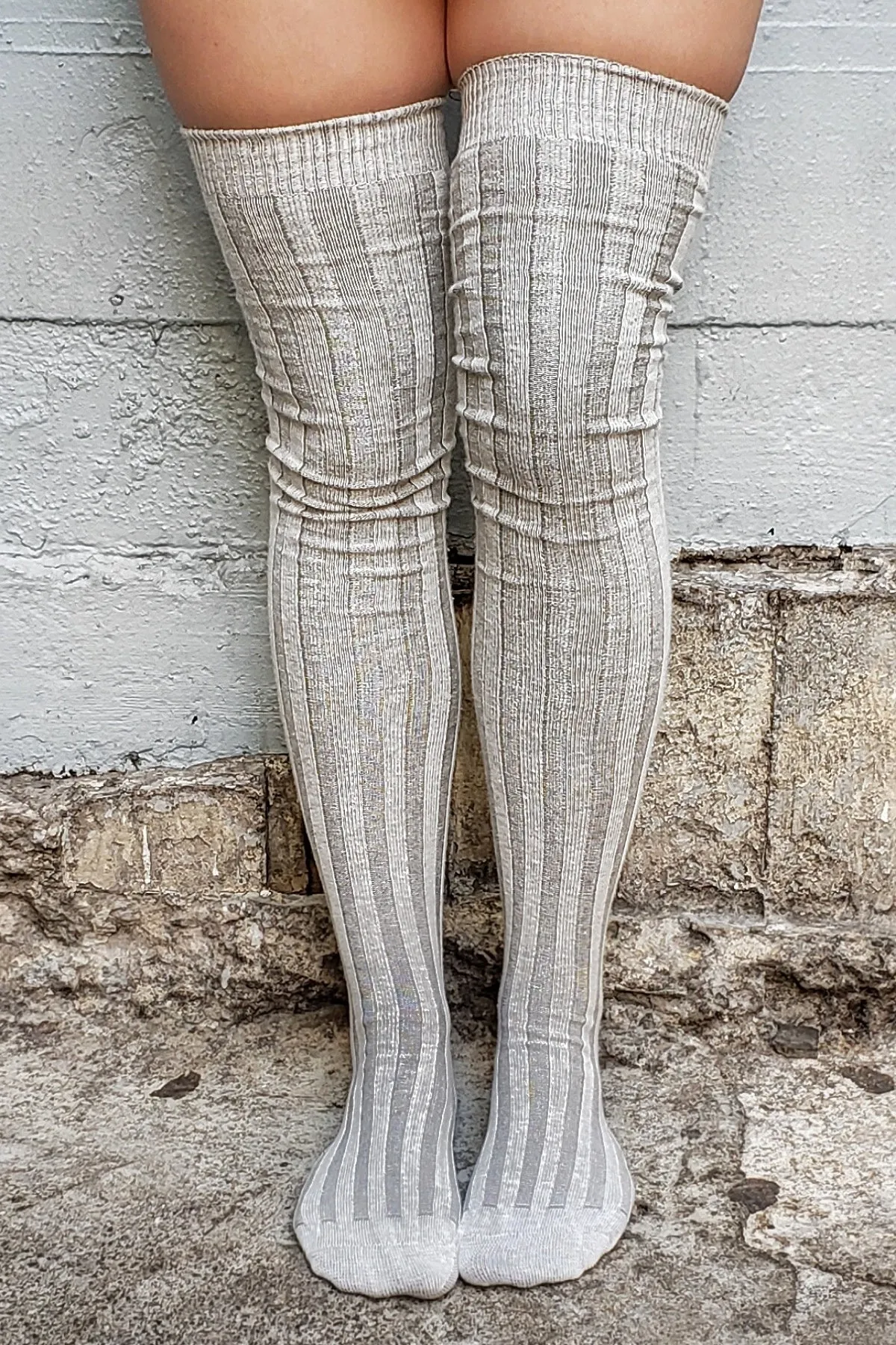 Vertical OTK Ribbed Cotton Socks - Grey