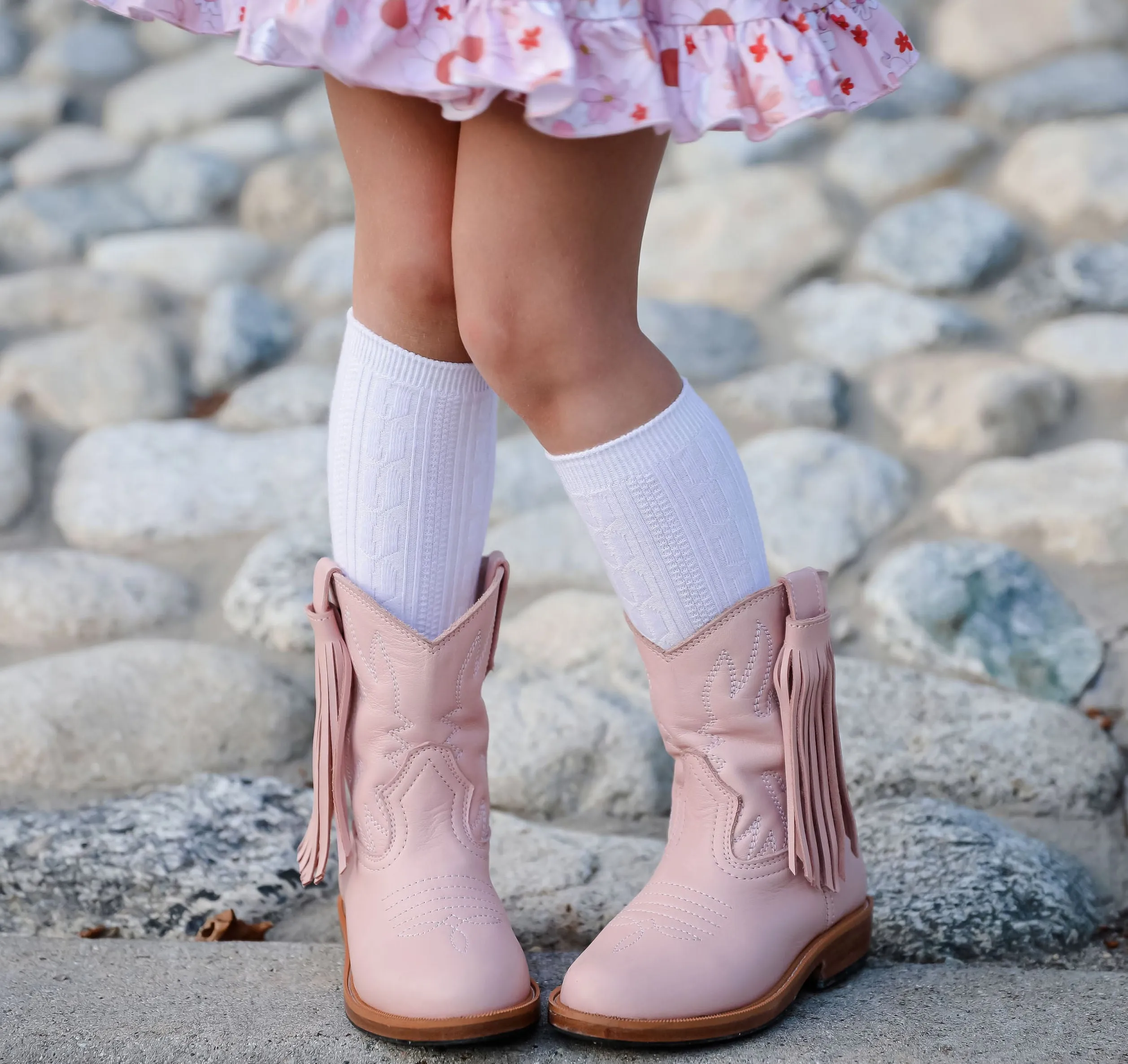 White Cable Knit Knee High Socks