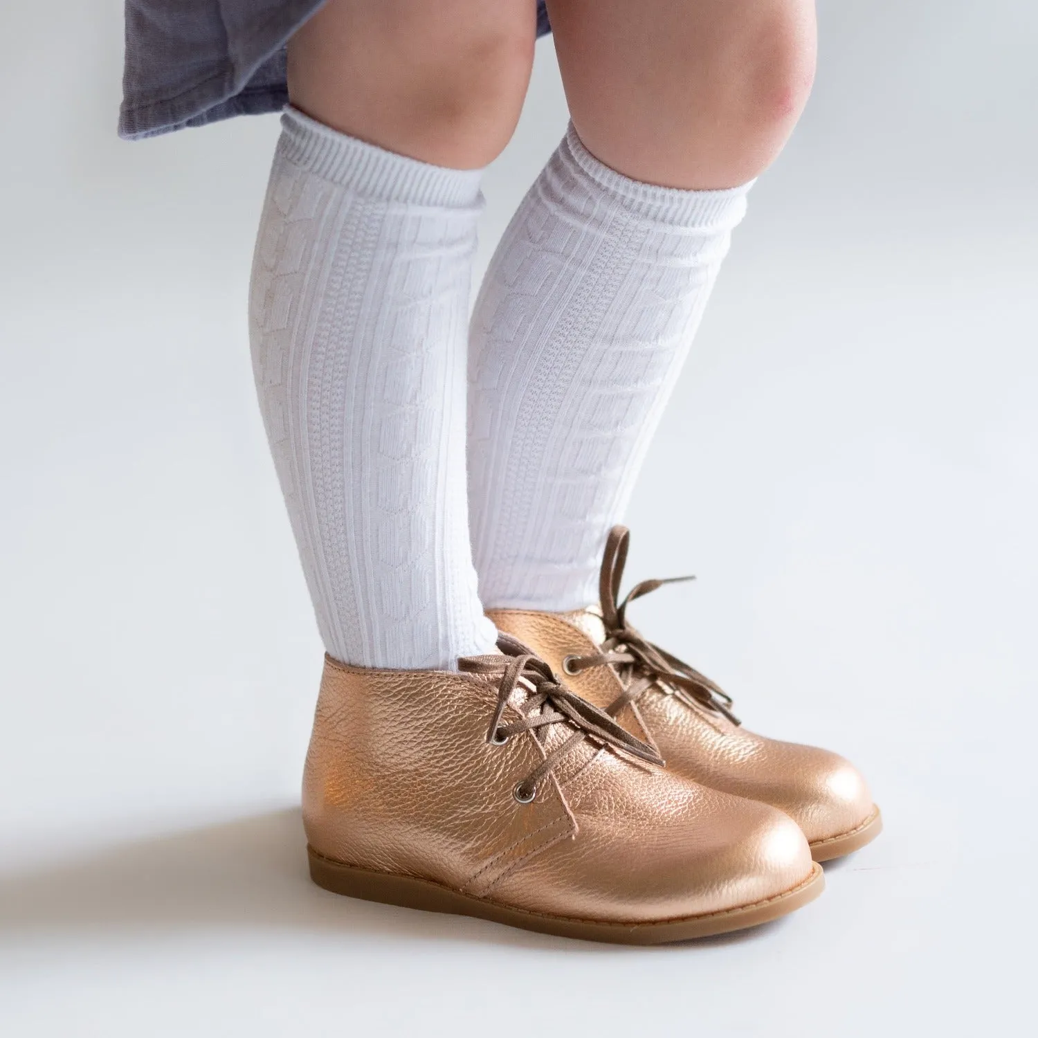 White Cable Knit Knee High Socks