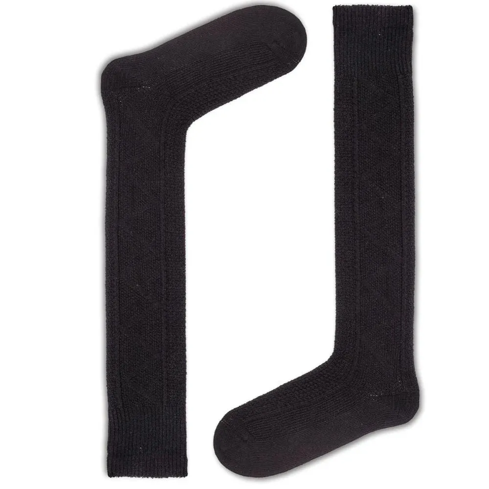 Women’s Black Knee-High Socks - Organic Cotton, Winter Boot Socks