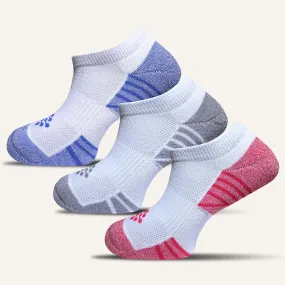 Women's Colorful Sport Cushioned Ankle Socks - 3 Pair