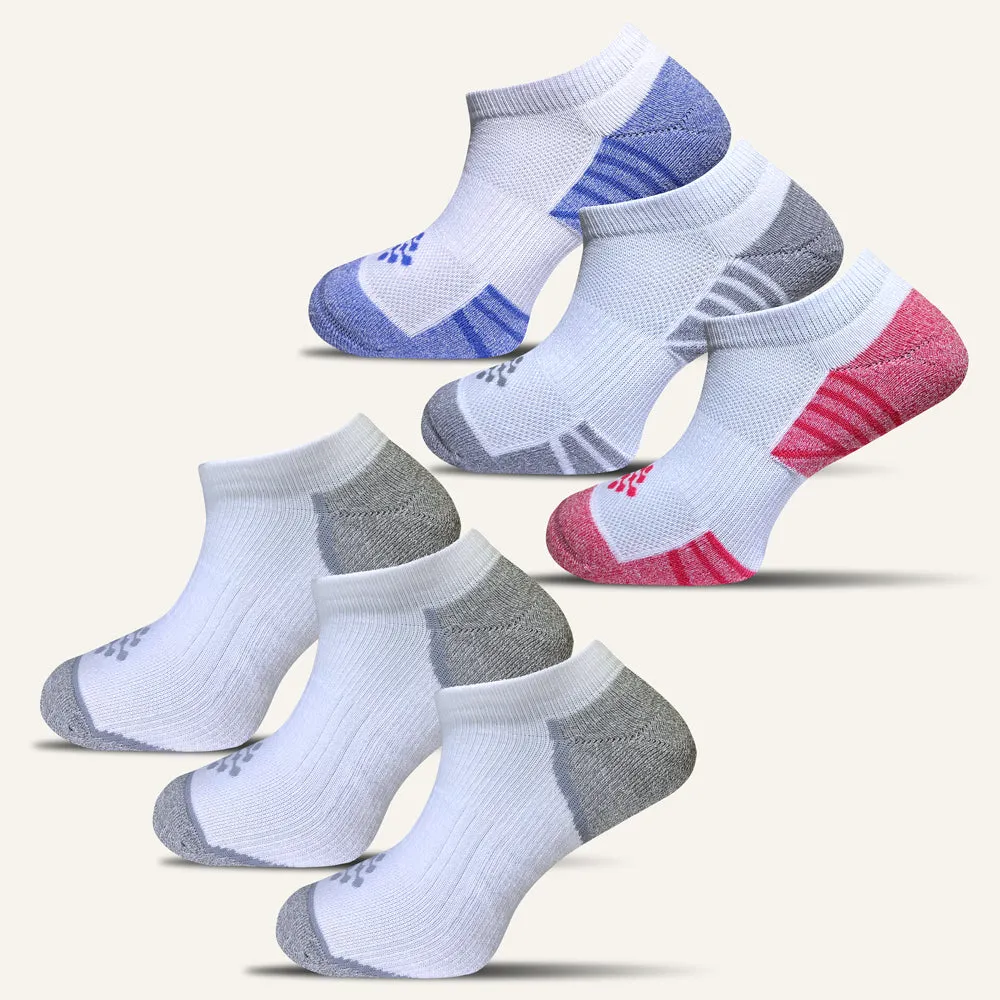 Women's Colorful Sport Cushioned Ankle Socks - 6 Pair