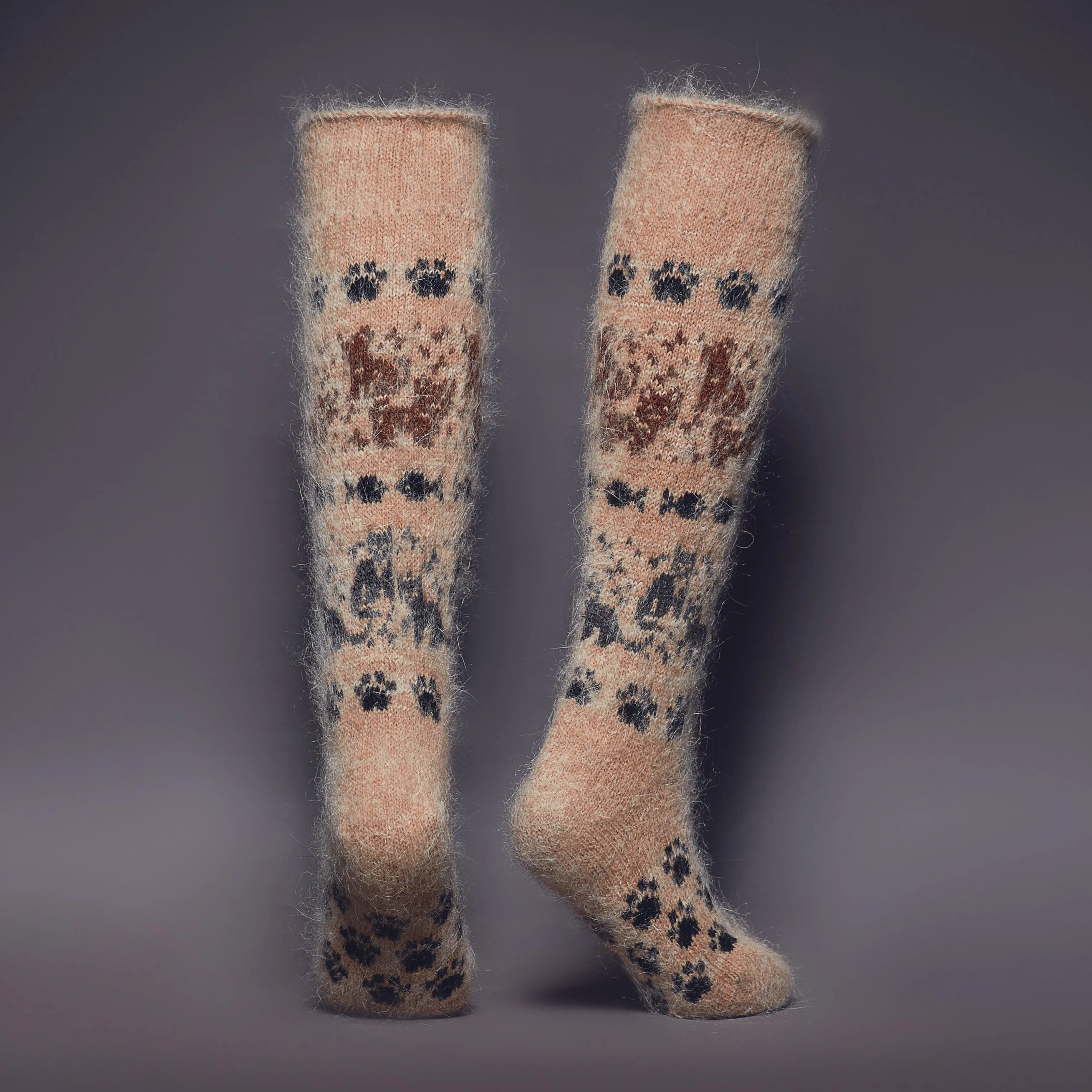 Women's Furry Friends Goat Wool Knee-High Socks