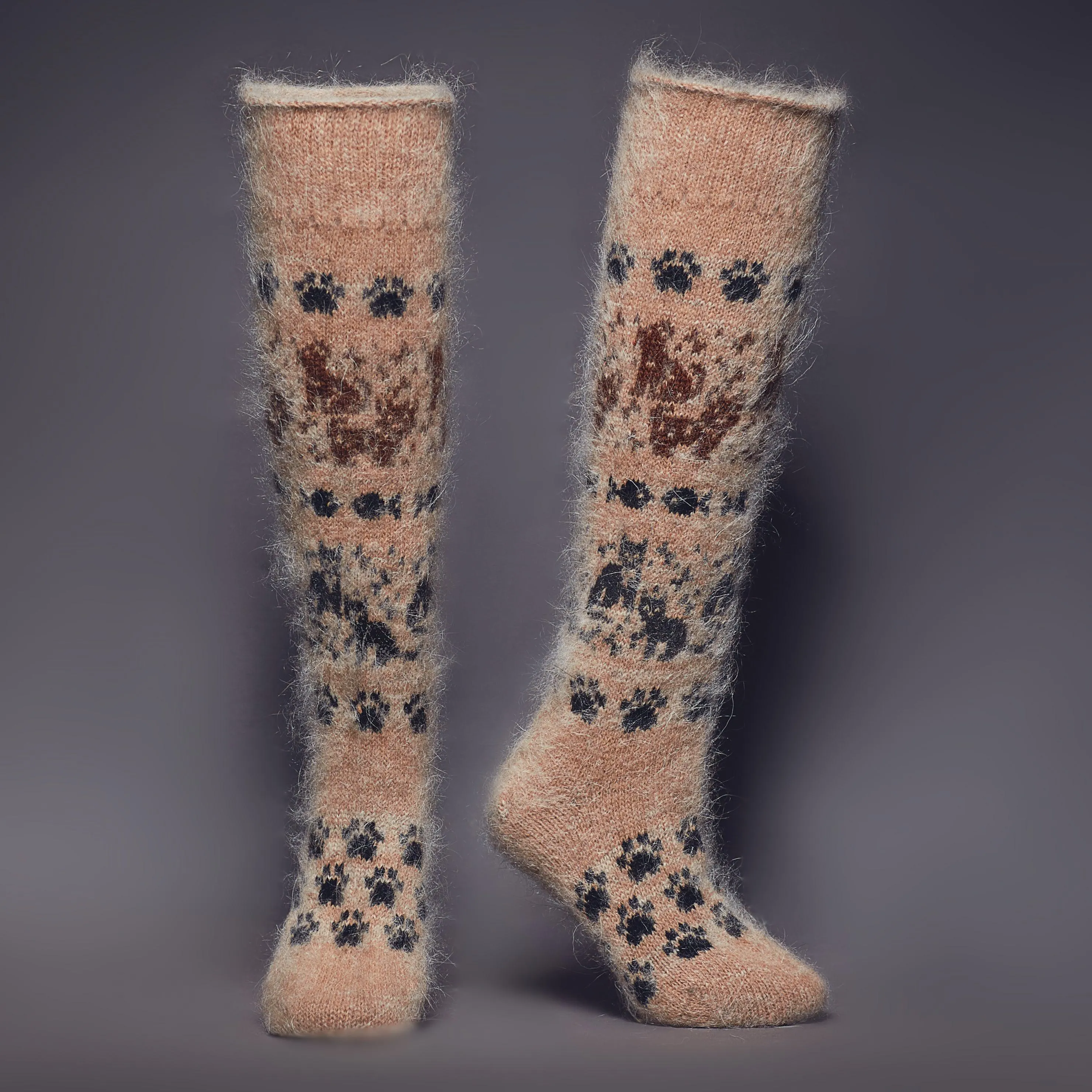 Women's Furry Friends Goat Wool Knee-High Socks