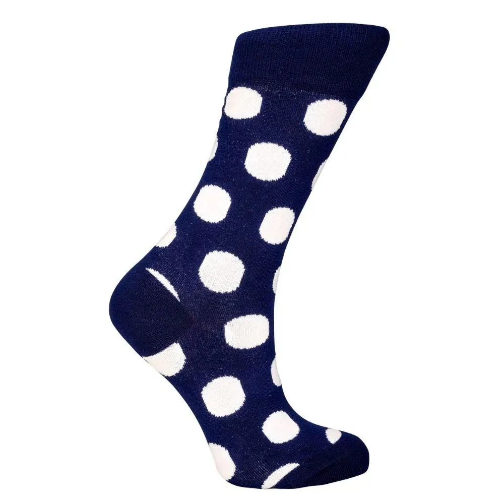 Women's Polka Dot Trouser Socks - Big Polka Navy (W)