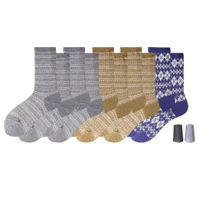 Women's Touch Wear Everyday Stripe Grey Crew Wool Socks 5-Packs